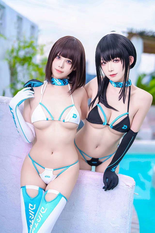Anime Spandex Swimwear Sexy Bikini Race Queen Cosplay Set-16