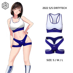 Anime Style 3-Piece Short Gymnastics Uniform Sports Tank Top with Sexy Cutout Shorts-1