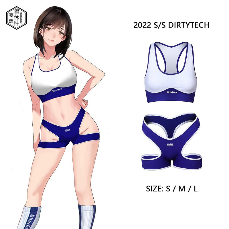 Anime Style 3-Piece Short Gymnastics Uniform Sports Tank Top with Sexy Cutout Shorts-1