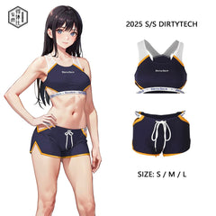 Anime Style Boxing Running Sexy Sports Activewear Set Hollow Tank Top with Shorts-1