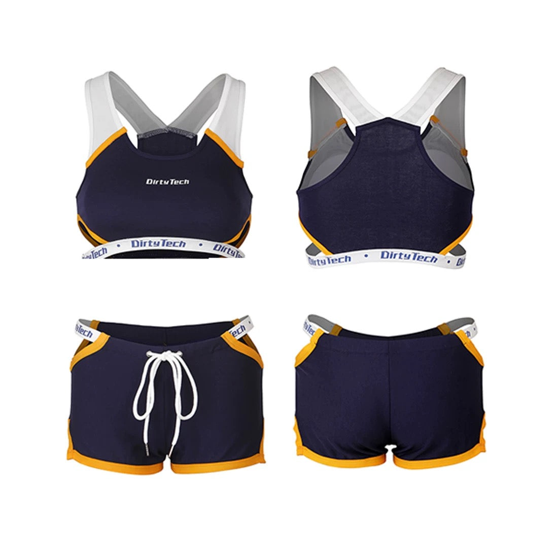 Anime Style Boxing Running Sexy Sports Activewear Set Hollow Tank Top with Shorts-2