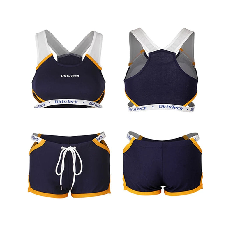 Anime Style Boxing Running Sexy Sports Activewear Set Hollow Tank Top with Shorts-2