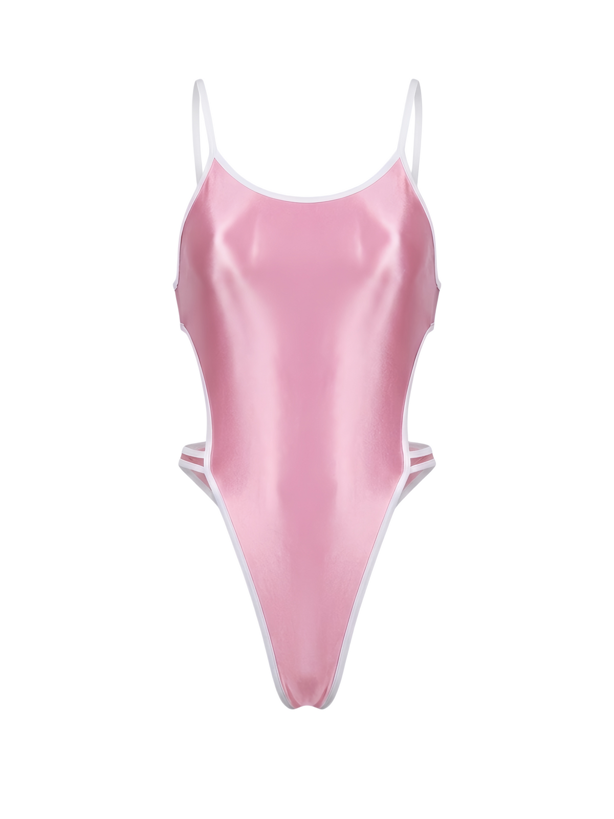 Women's High-Cut One-Piece Satin Spandex BodySuit Swimsuit with Side Cutouts-15
