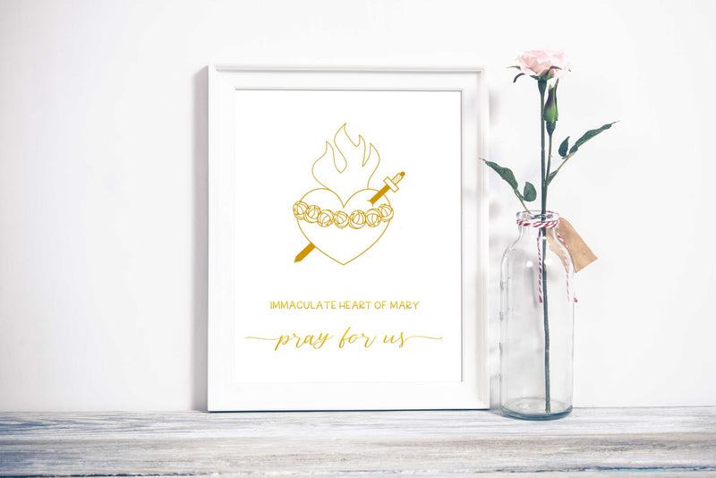 Immaculate Heart of Mary Gold Foil Print-1