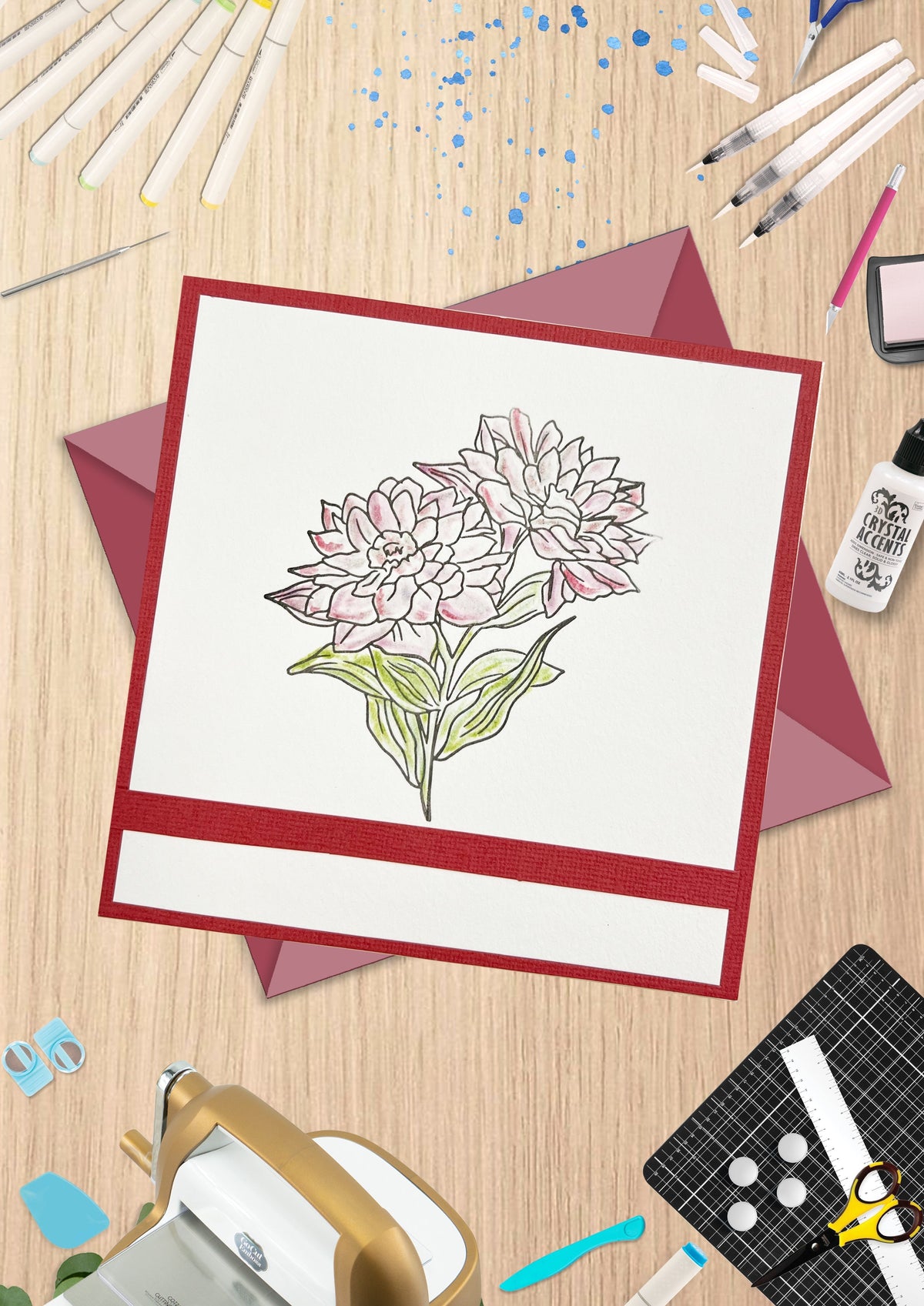 Sello de impresión GoLetterPress - Sello 2 - Flores de mejores deseos-2