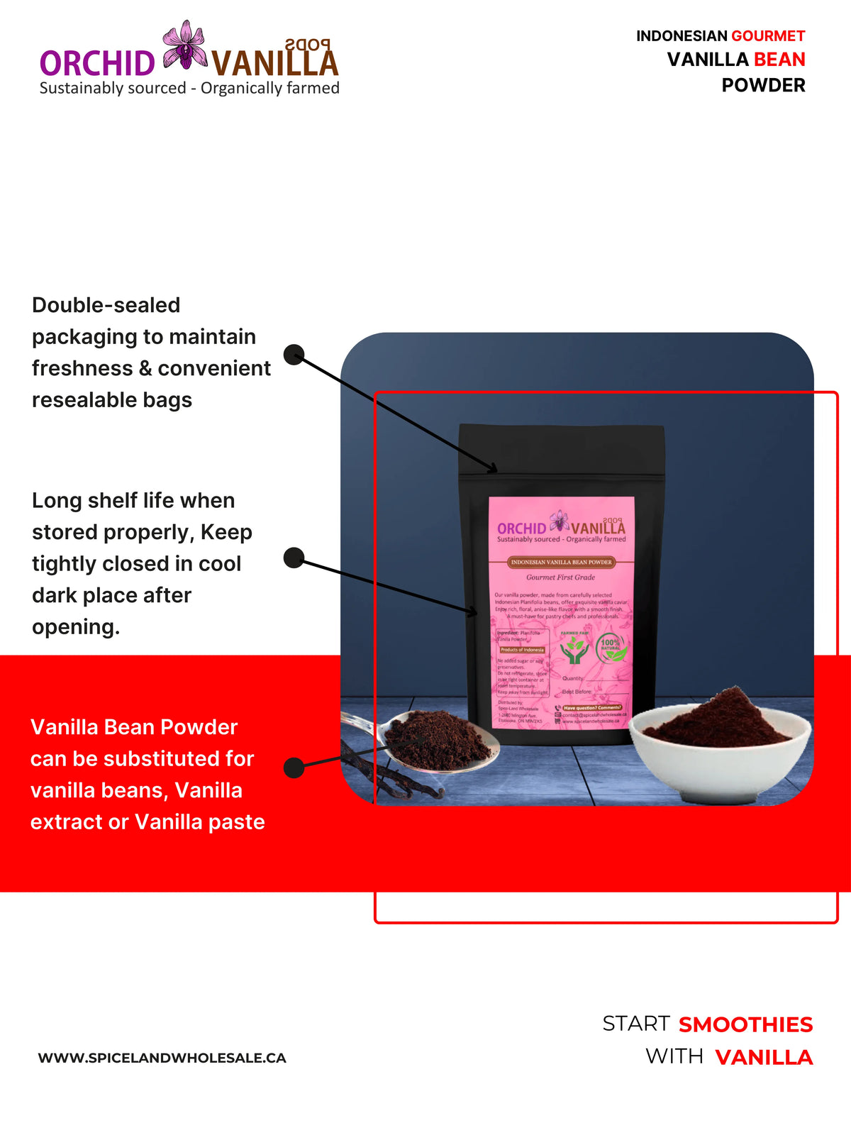 Indonesian Ground Vanilla Bean Powder Planifolia <br> First Grade<BR>-3