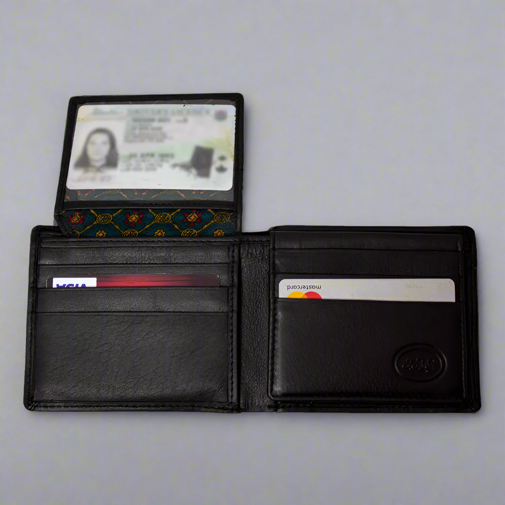 JBG International Men's Card Flip Up Bifold Leather RFID Wallet-3