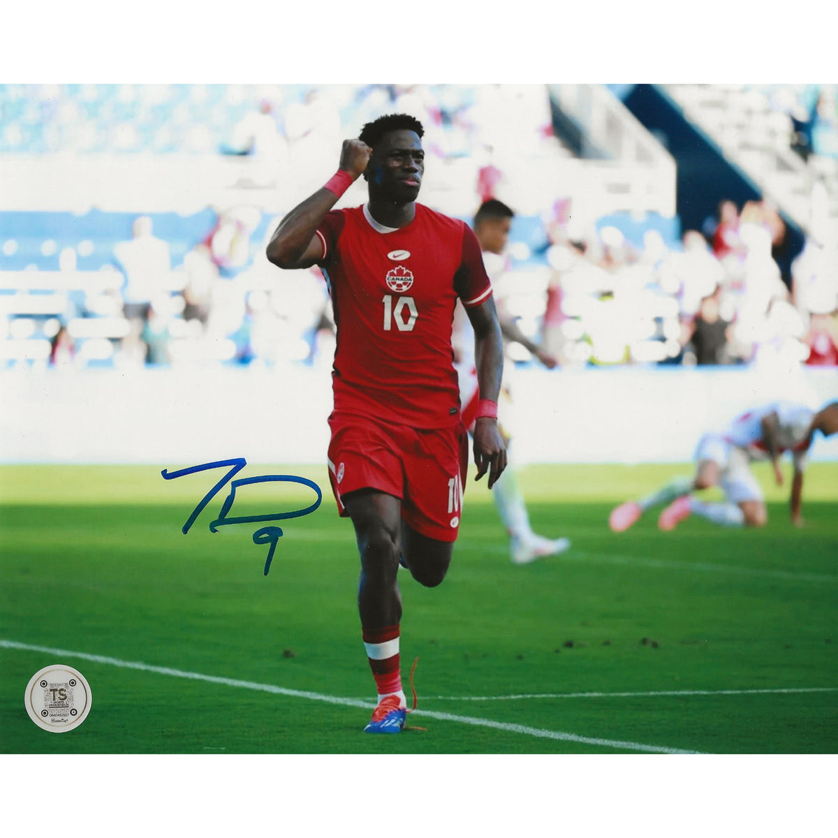 Jonathan David Autographed Canada Men's National Team Goal Celebration 8x10 Photo-1