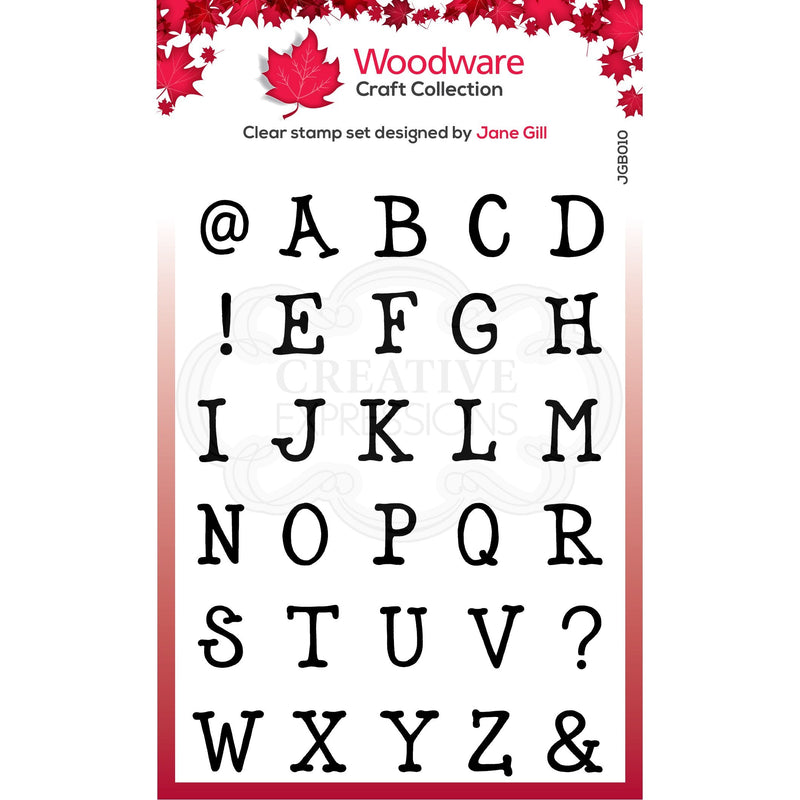 Woodware Clear Singles Quirky Typewriter Alphabet Caps A5 Stamp-1