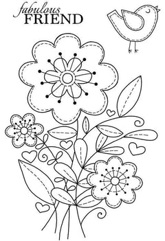 Woodware Clear Singles - Stitched Flowers-1