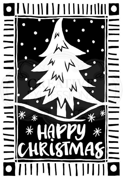 Woodware Clear Singles - Lino Cut Christmas Tree-1