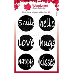 Woodware Clear Singles Circle Words 4 in x 6 in Stamp-1