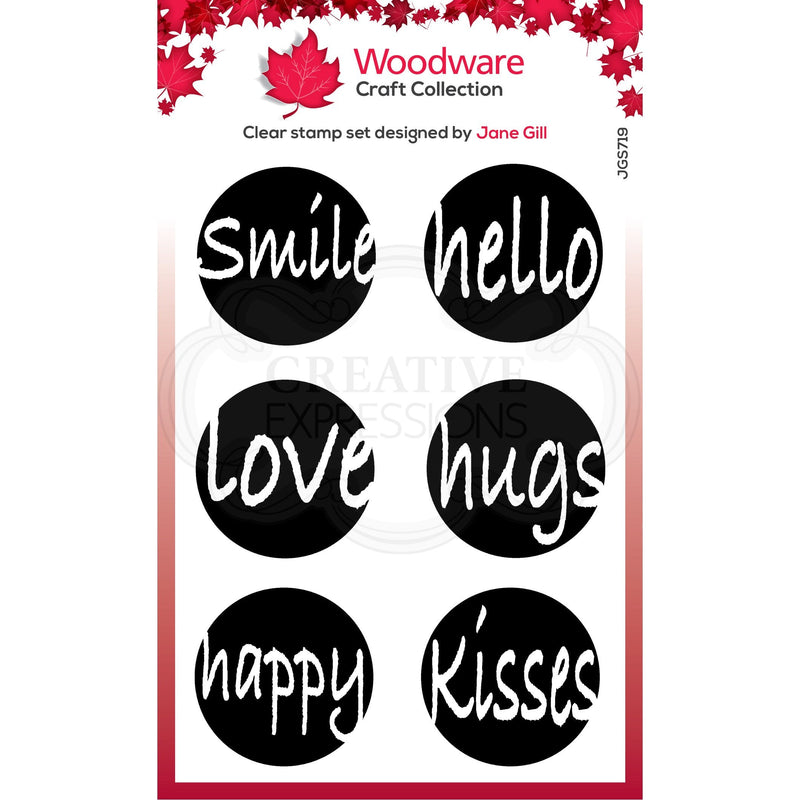 Woodware Clear Singles Circle Words 4 in x 6 in Stamp-1