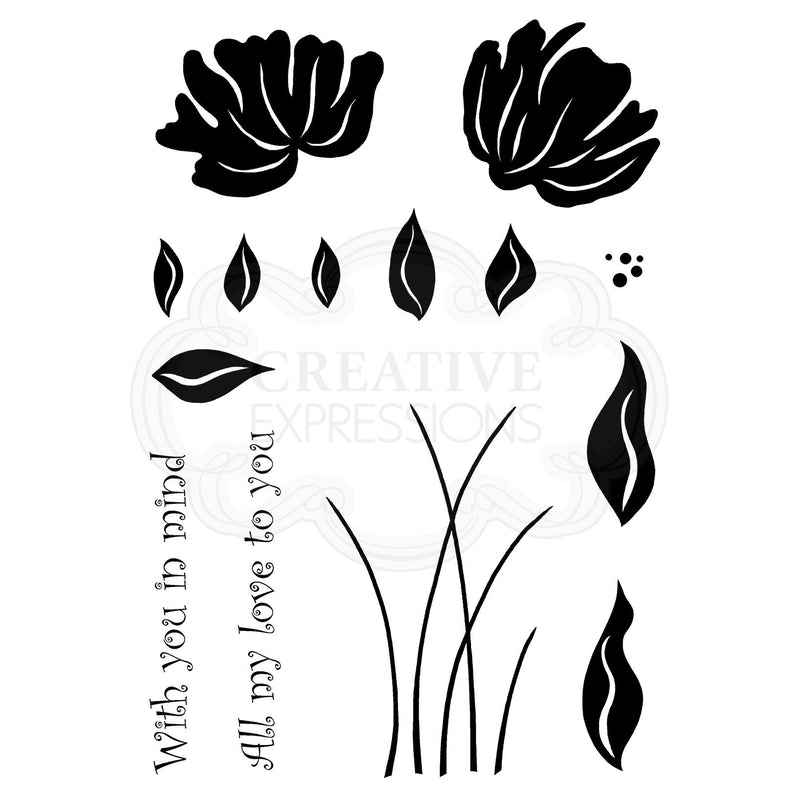Woodware Clear Singles Peony Set 4 in x 6 in Stamp-4