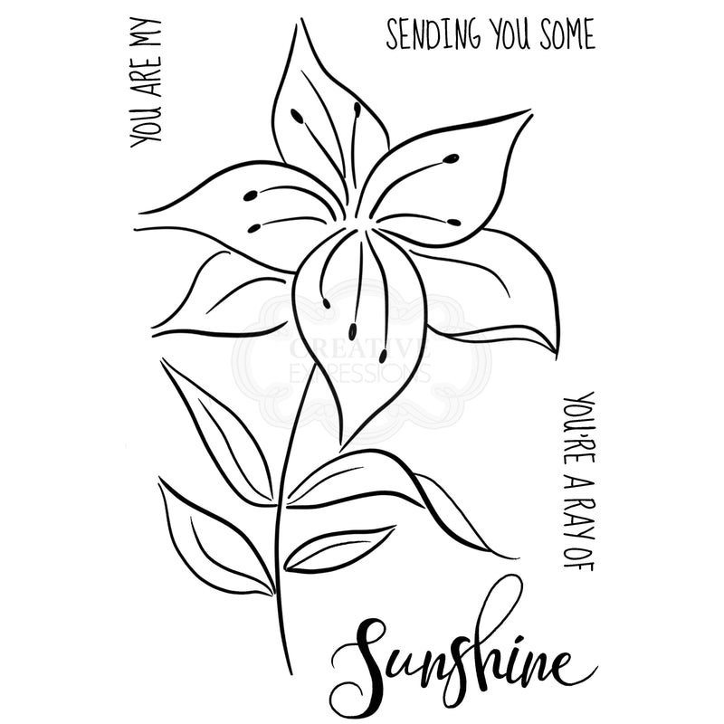Woodware Clear Singles Lily Sketch 4 in x 6 in Stamp-3
