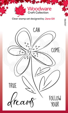 Woodware Clear Singles Dahlia Sketch 4 in x 6 in Stamp-1