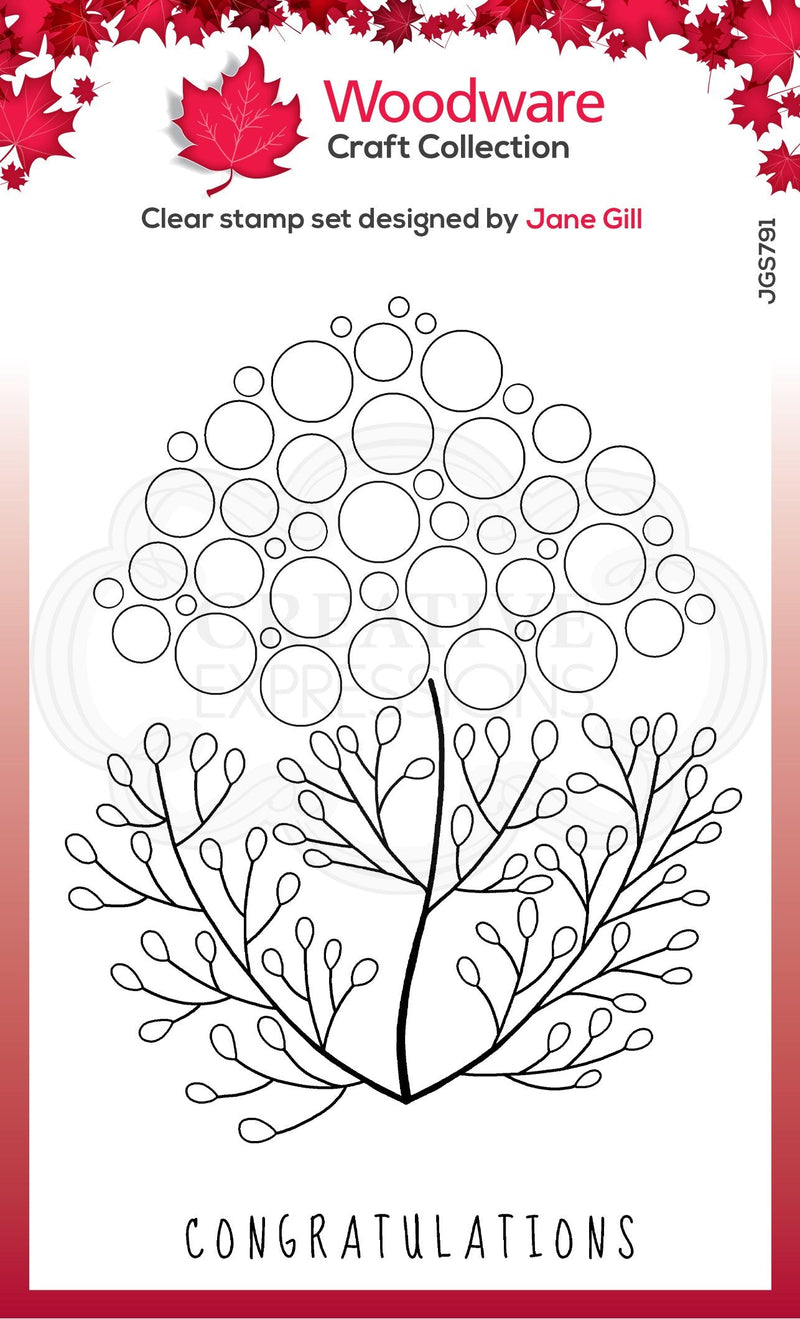 Woodware Clear Singles Bubble Bloom Carrie 4 in x 6 in Stamp-1