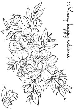 Woodware Clear Singles Many Happy Returns 4 in x 6 in Stamp-5