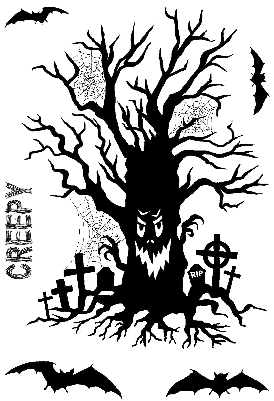 Woodware Clear Singles Haunted Tree 4 in x 6 in Stamp Set-2