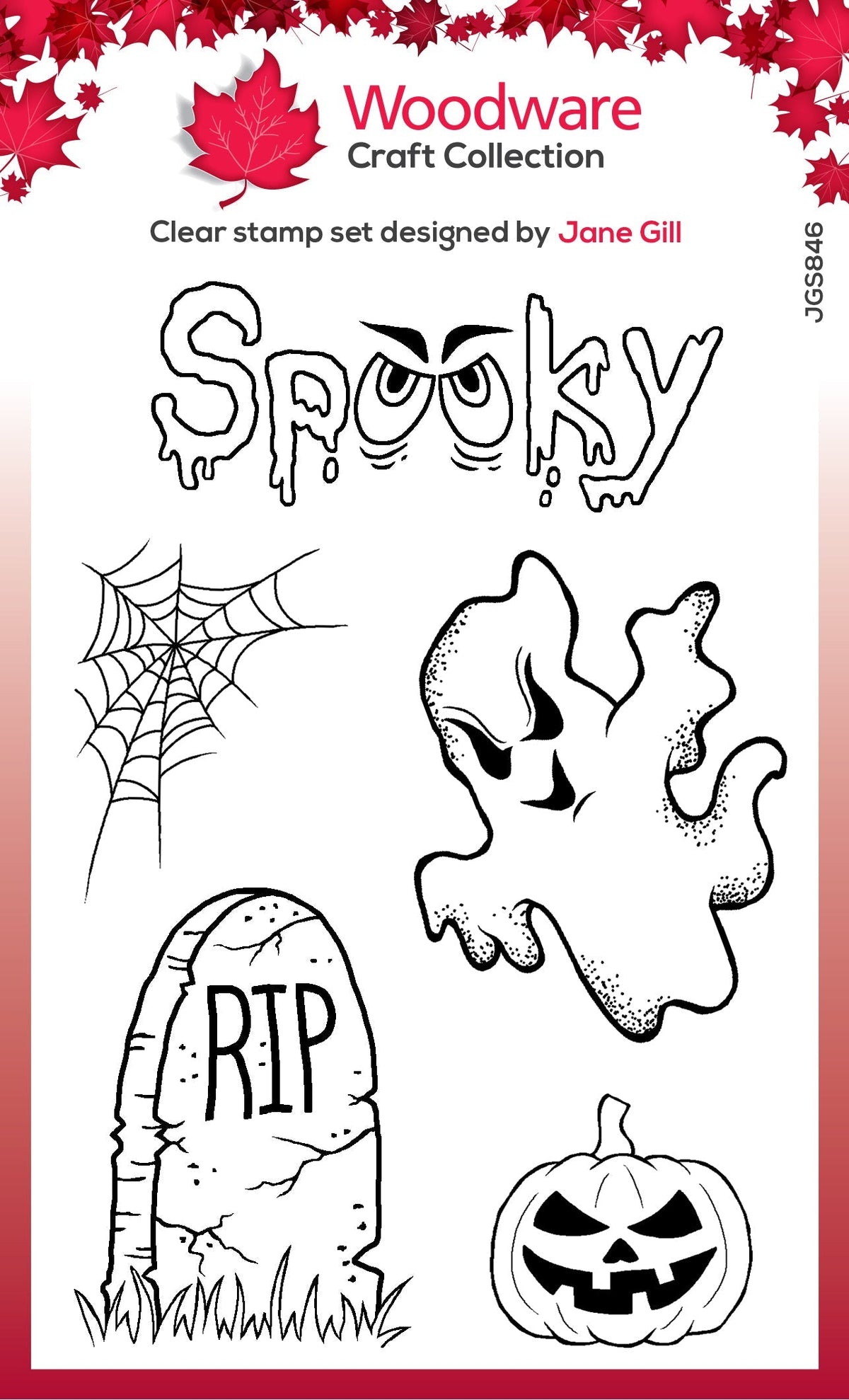 Woodware Clear Singles Spooky Goings On 4 in x 6 in Stamp Set-1