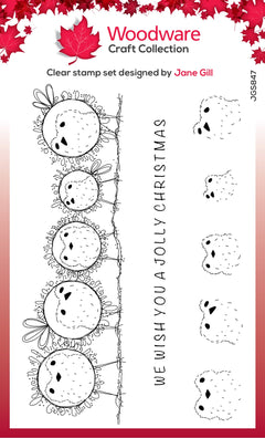 Set de sellos Woodware Clear Singles Bubble Robins In A Row de 4 pulgadas x 6 pulgadas-1