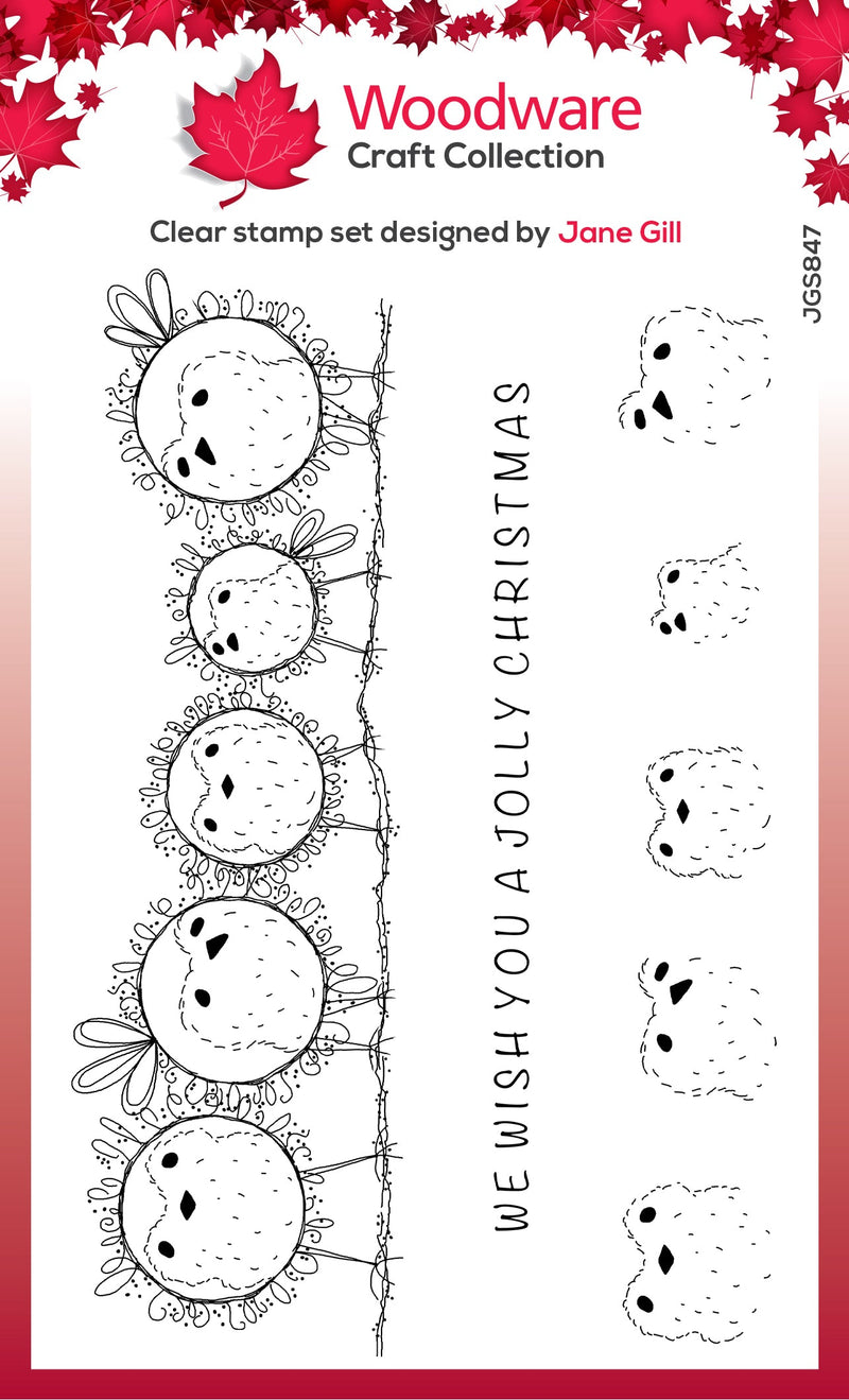 Set de sellos Woodware Clear Singles Bubble Robins In A Row de 4 pulgadas x 6 pulgadas-1