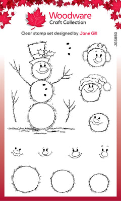 Woodware Clear Singles Bubble Snowmen 4 in x 6 in Stamp Set-1