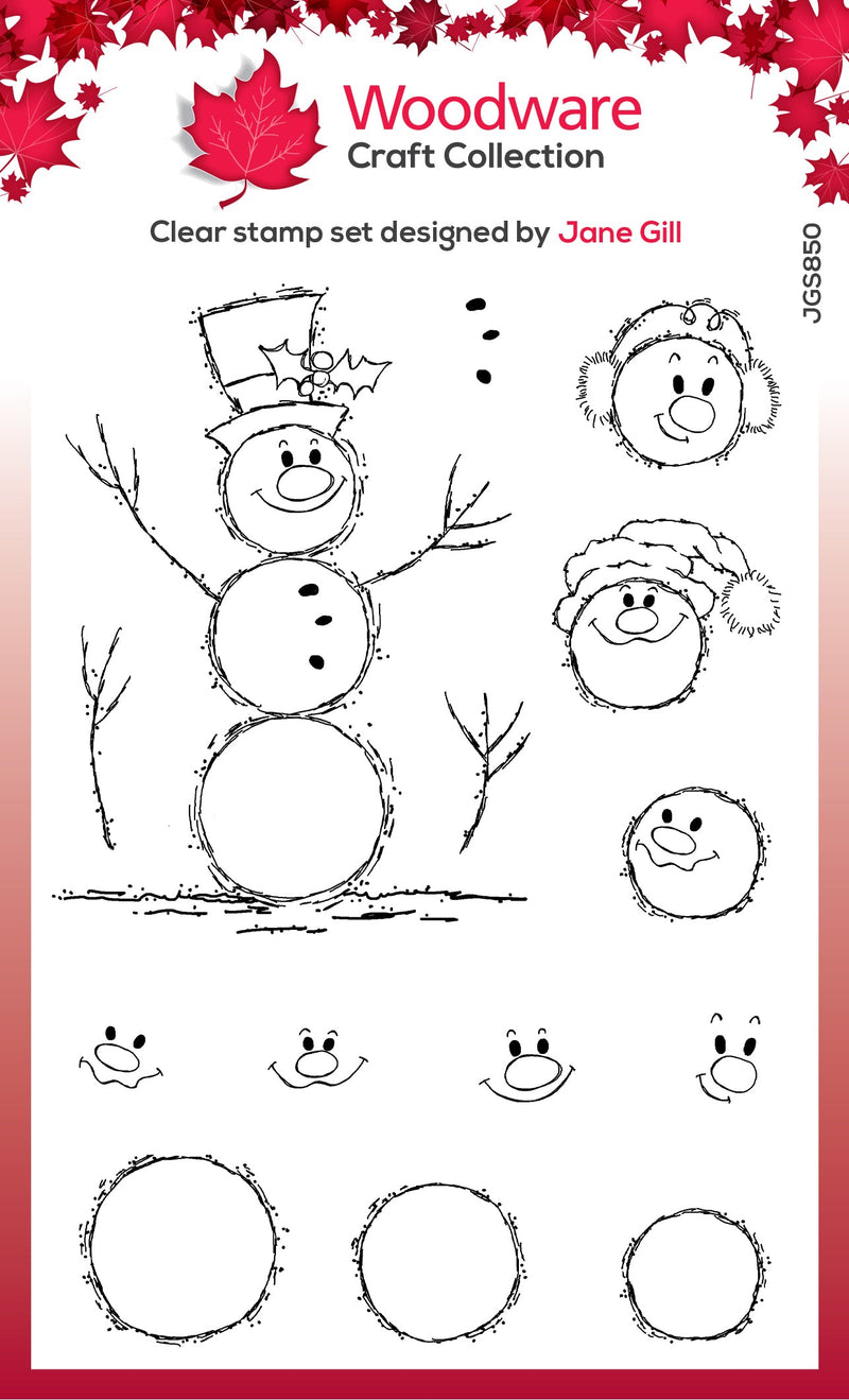 Woodware Clear Singles Bubble Snowmen 4 in x 6 in Stamp Set-1