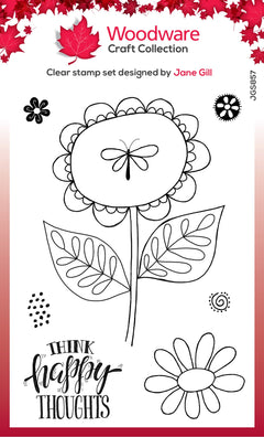 Tampons Woodware Clear Singles Petal Doodles Happy Thoughts 4 po x 6 po-1