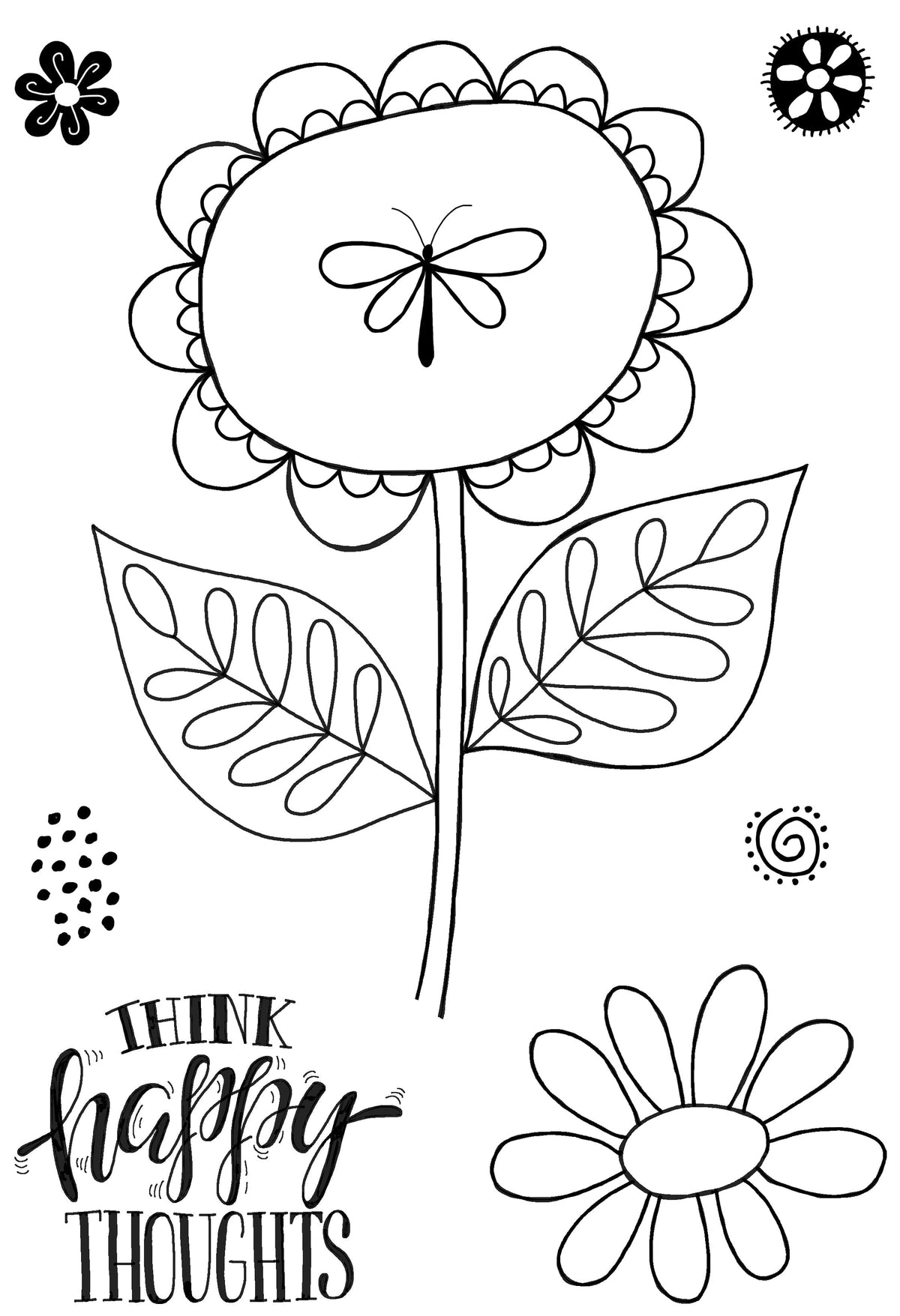 Tampons Woodware Clear Singles Petal Doodles Happy Thoughts 4 po x 6 po-7