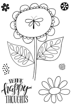 Tampons Woodware Clear Singles Petal Doodles Happy Thoughts 4 po x 6 po-7