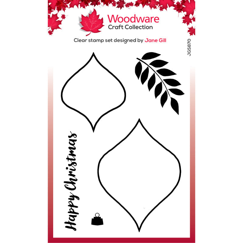 Woodware Clear Singles Paintable Baubles Peardrops 4 in x 6 in Stamp Set-1