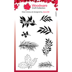 Woodware Clear Singles Paintable Shapes Leafy Sprigs 4 in x 6 in Stamp Set-1