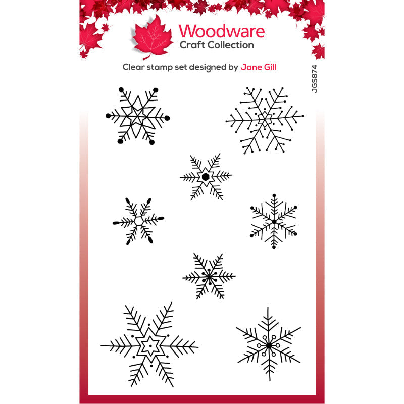 Woodware Clear Singles Boules à peindre Flocons de neige 4 po x 6 po Jeu de tampons-1