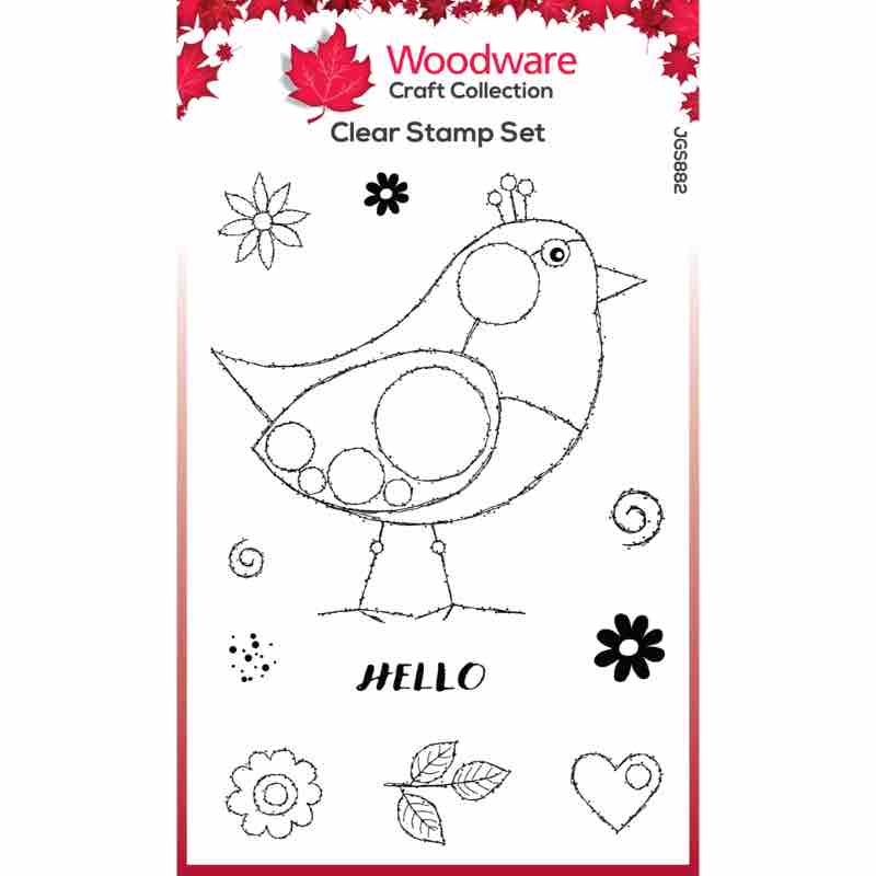 Woodware Clear Singles Bubble Birds Diego 4 in x 6 in Stamp Set-1