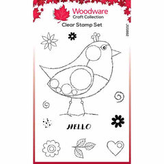 Woodware Clear Singles Bubble Birds Diego 4 in x 6 in Stamp Set-1