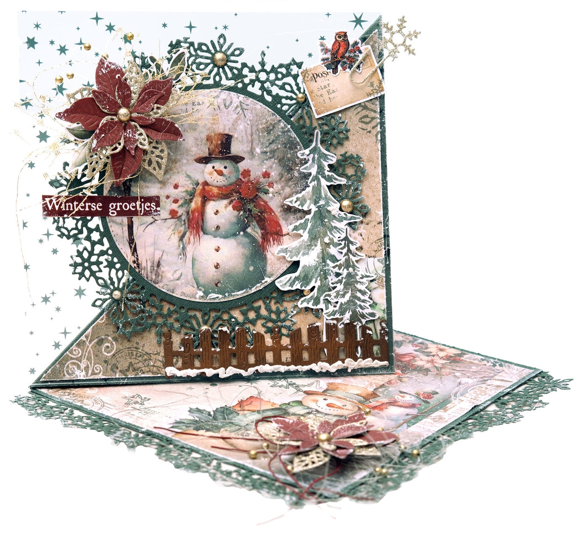 JMA Acetate Sheets White & Green Festive Nostalgia 6 SH-3
