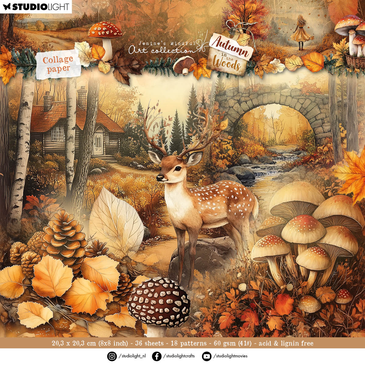 Bloc de papier JMA Collage Fonds et Éléments Automne Dans Les Bois 36 Feuilles-1