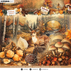 Bloc de papier JMA Collage Fonds et Éléments Automne Dans Les Bois 36 Feuilles-1