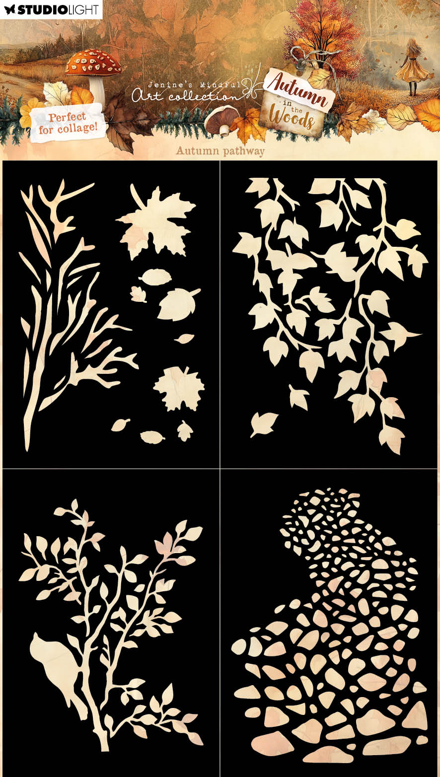 JMA Masque Sentier d'Automne, 4 Masques Automne Dans Les Bois 1 Pièce-1