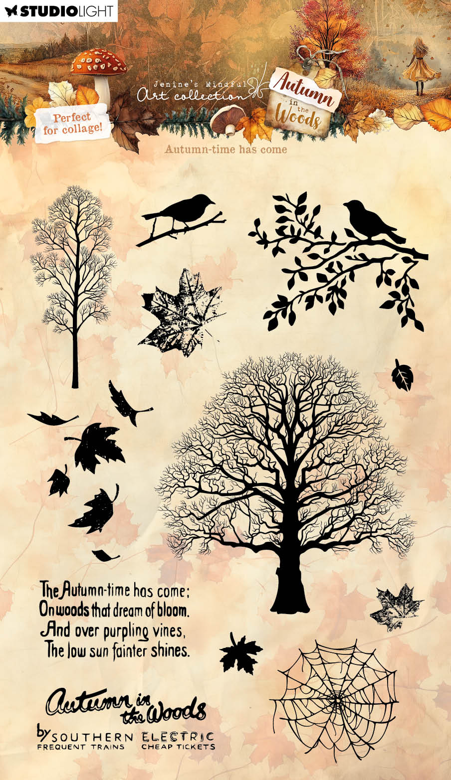 Sellos transparentes JMA Autumn-Time Has Come Autumn In The Woods, 12 piezas-1