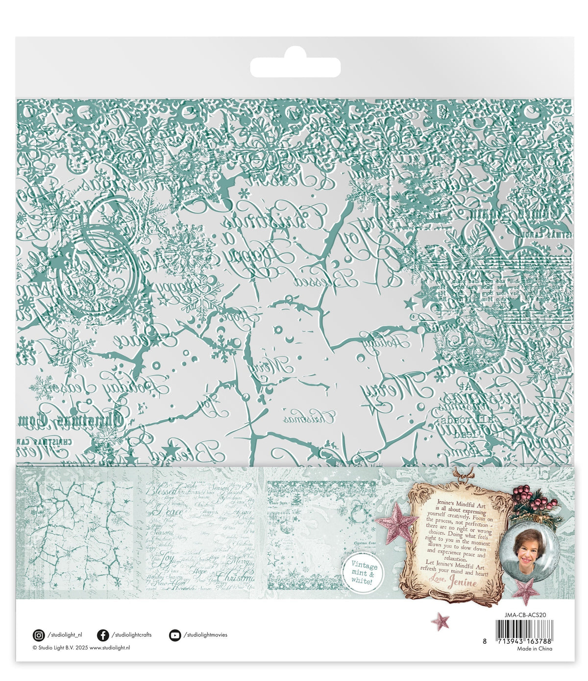 JMA Acetate Sheets White & Vintage Mint Christmas Blush 6 Sheets-2