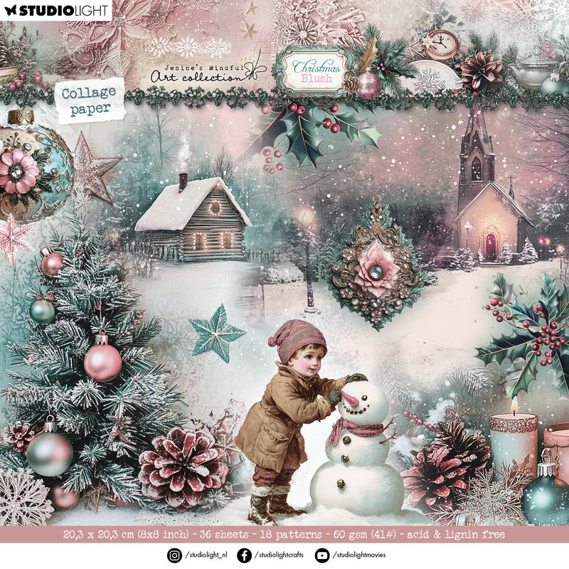 JMA Collage Paper Pad Backgrounds & Elements Christmas Blush 36 Sheets-1