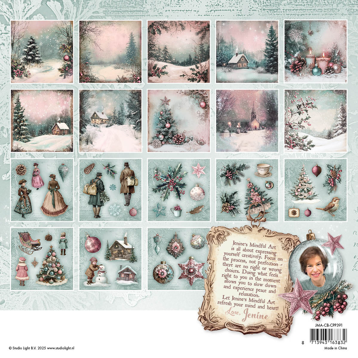 JMA Collage Paper Pad Backgrounds & Elements Christmas Blush 36 Sheets-2