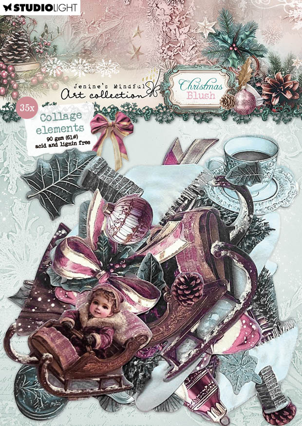 JMA Paper Elements 35 Collage Elements Christmas Blush 35 Pieces-1