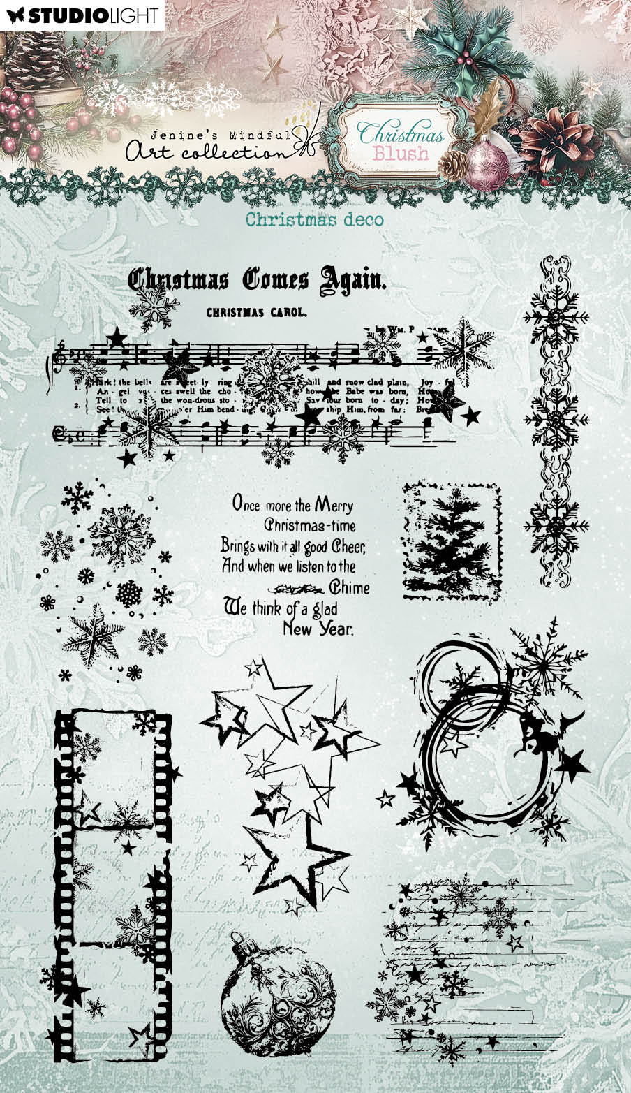 JMA Clear Stamp Christmas Deco Christmas Blush 10 Pieces-1