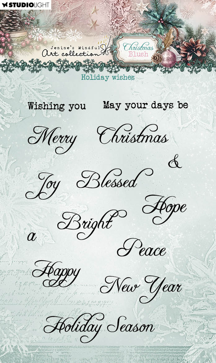 JMA Clear Stamp Holiday Wishes Christmas Blush 14 Pieces-1