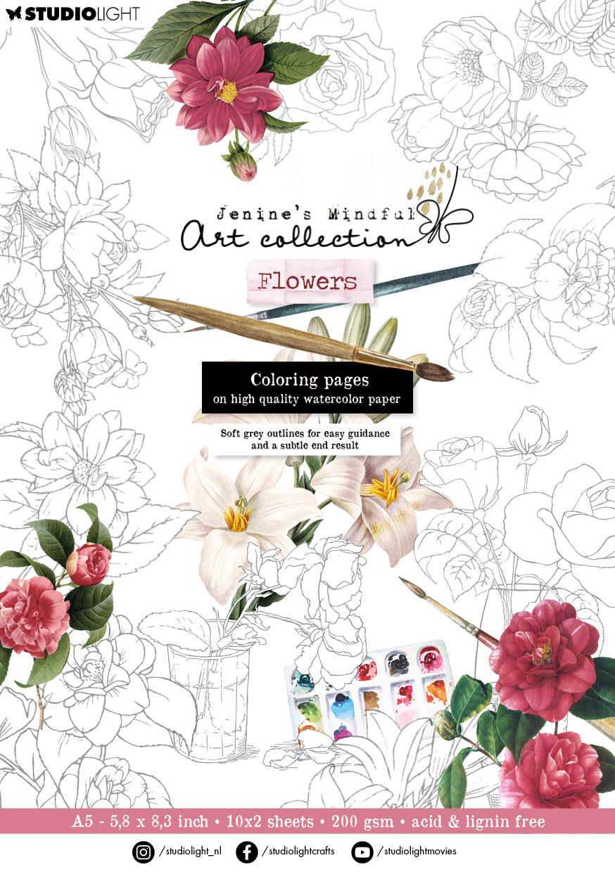 JMA Coloring Paper Pad 10x2 Flowers Essentials 20 SH-1