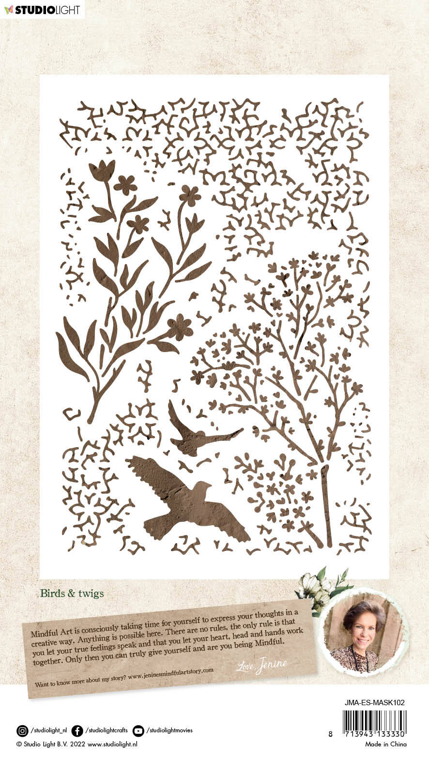 JMA Mask Birds & Twigs Essentials 148x210x1mm 1 PC nr.102-2