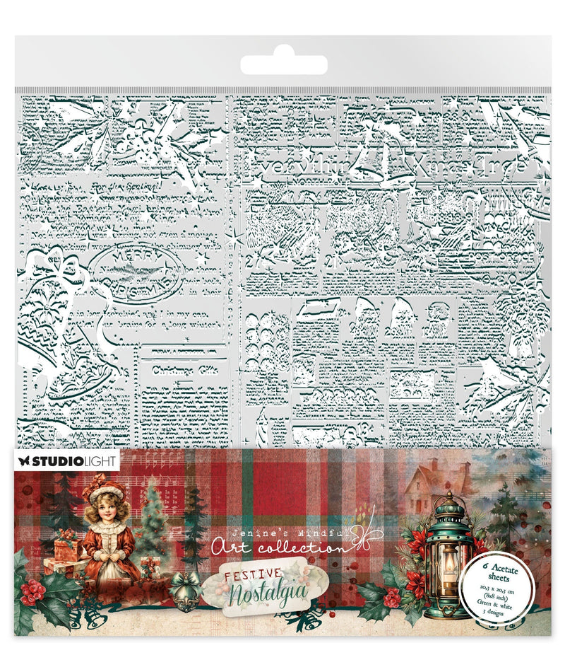 JMA Acetate Sheets White & Green Festive Nostalgia 6 SH-1